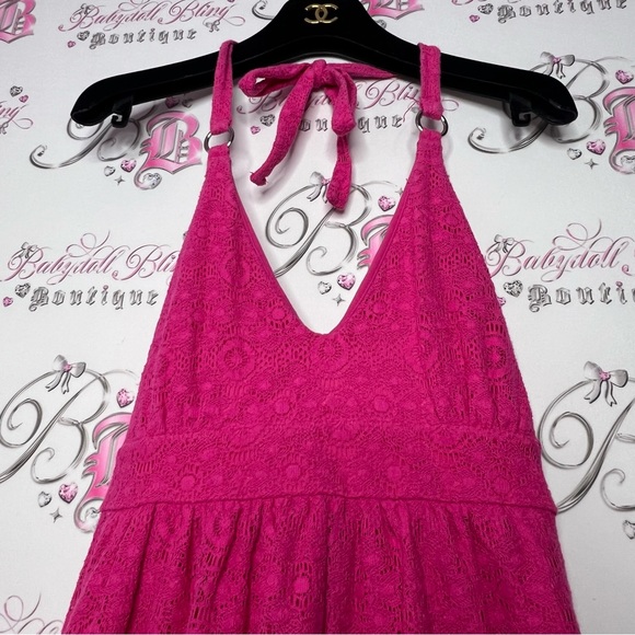 Victoria’s Secret dress bra top vintage, crocheted, pink floral, babydoll halter - Picture 10 of 13